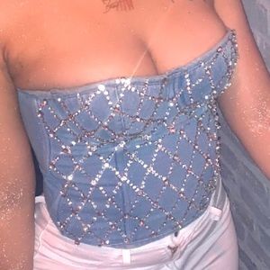 Denim Rhinestone Corset